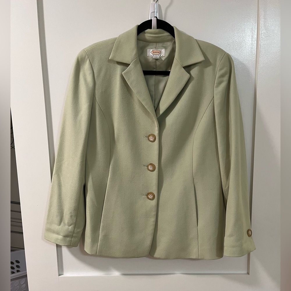 TALBOTS MINT GREEN CASHMERE WOOL BLEND BLAZER